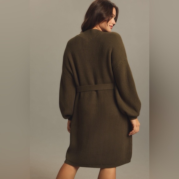 NWT Maeve Anthropologie size 1X Long-Sleeve Mock-Neck Tie-Waist Mini Dress green - Picture 2 of 7